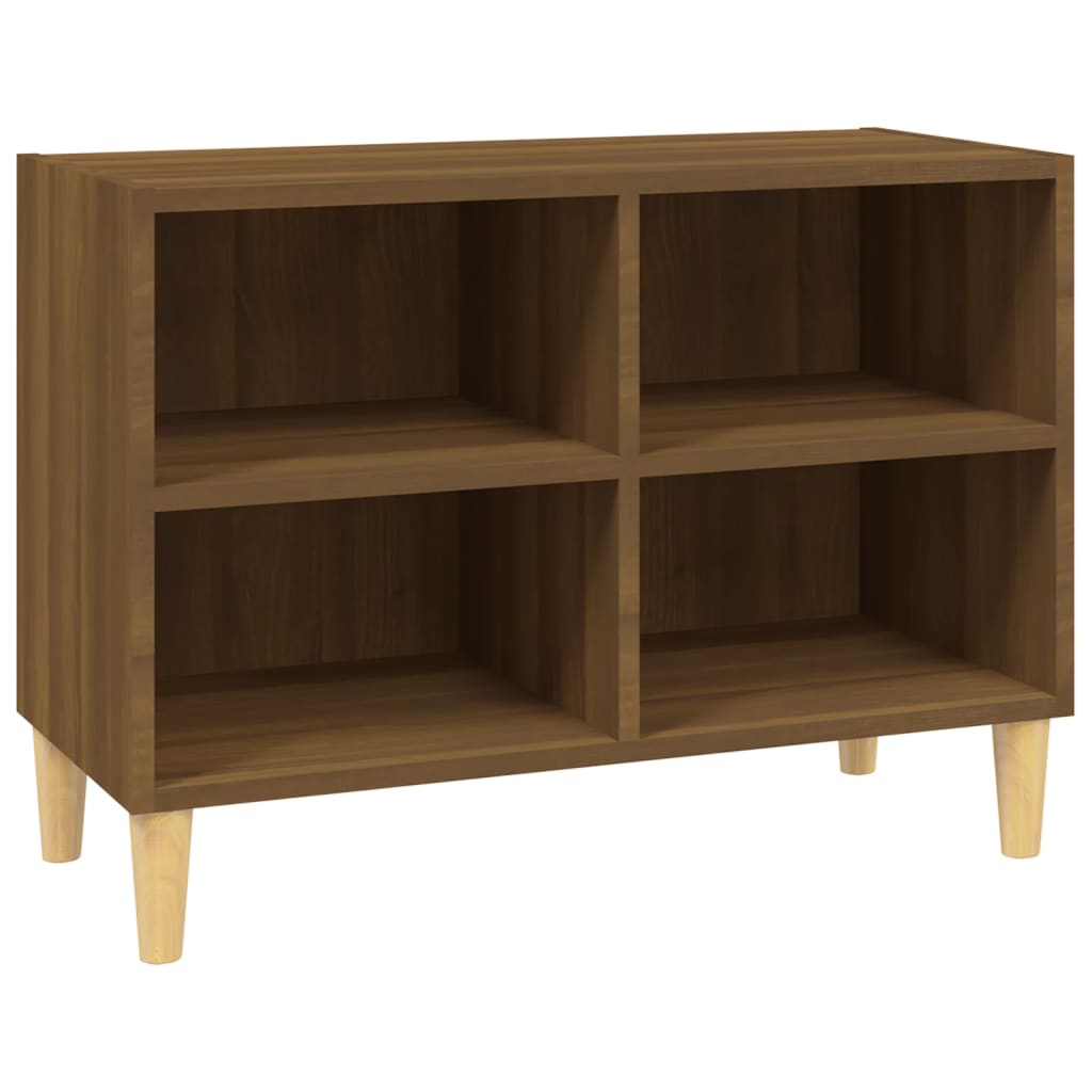 vidaXL Comodă TV, picioare lemn masiv, stejar maro, 69,5x30x50 cm vidaXL Comodă TV, picioare lemn masiv, stejar maro, 69,5x30x50 cm