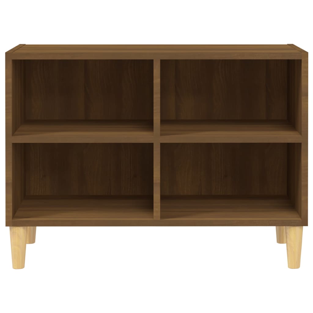 vidaXL Comodă TV, picioare lemn masiv, stejar maro, 69,5x30x50 cm vidaXL Comodă TV, picioare lemn masiv, stejar maro, 69,5x30x50 cm