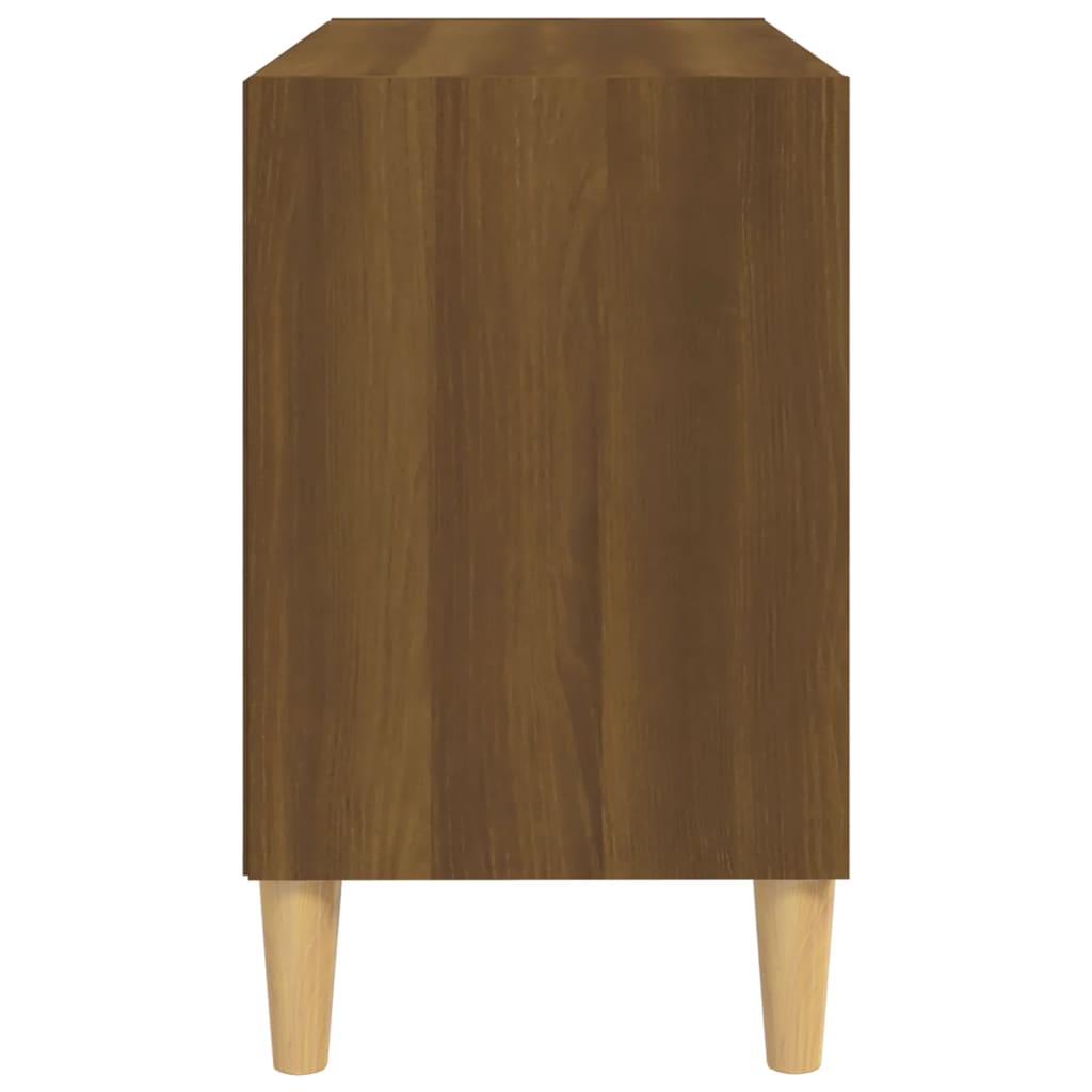 vidaXL Comodă TV, picioare lemn masiv, stejar maro, 69,5x30x50 cm vidaXL Comodă TV, picioare lemn masiv, stejar maro, 69,5x30x50 cm