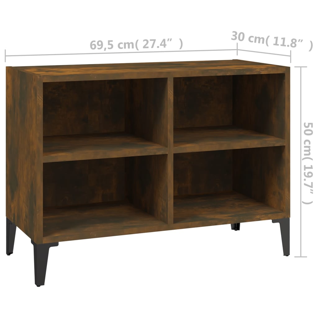 vidaXL Comodă TV, picioare din metal, stejar afumat, 69,5x30x50 cm vidaXL Comodă TV, picioare din metal, stejar afumat, 69,5x30x50 cm