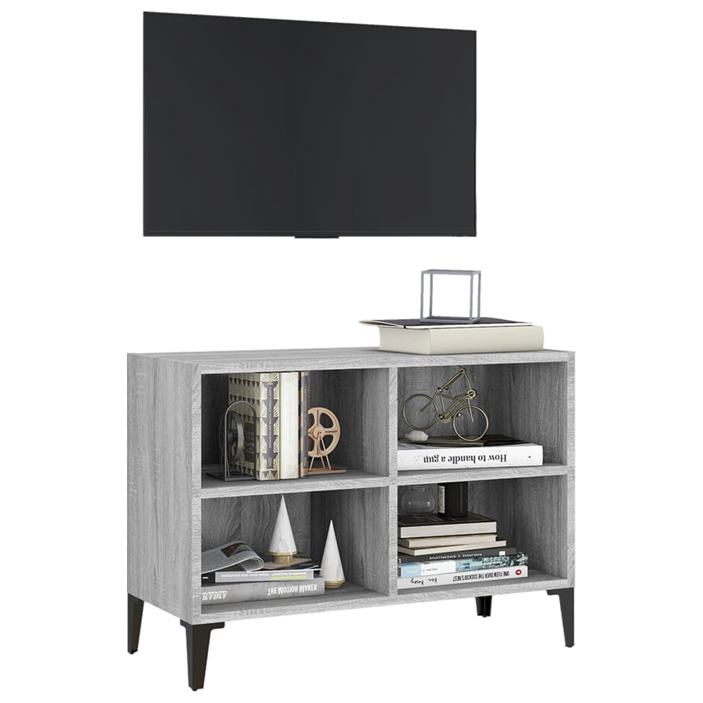 vidaXL Comodă TV cu picioare metalice, gri sonoma, 69,5x30x50 cm