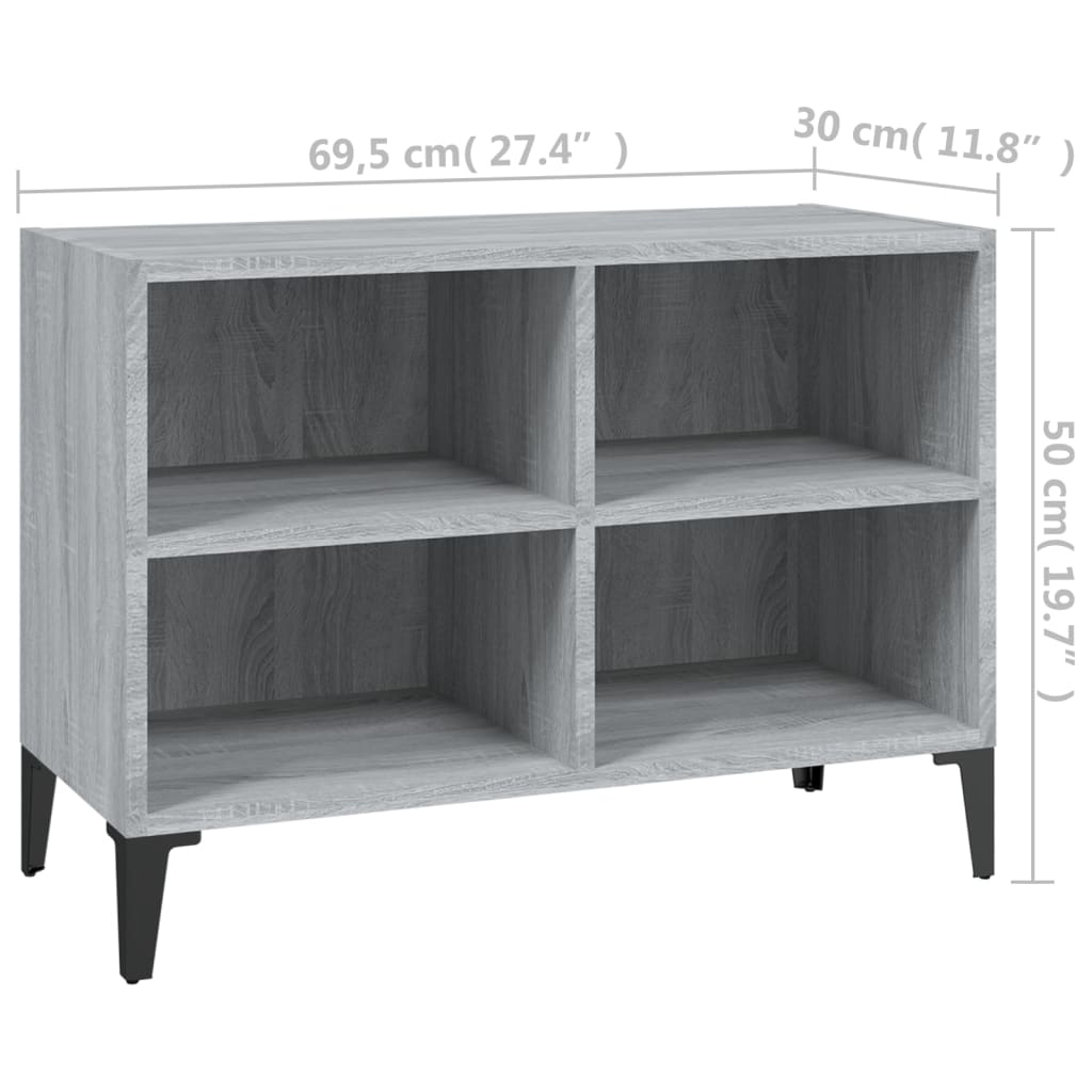 vidaXL Comodă TV cu picioare metalice, gri sonoma, 69,5x30x50 cm