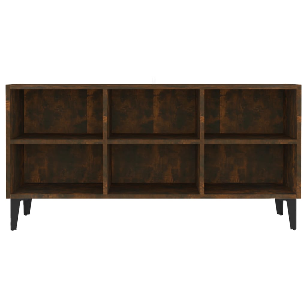 vidaXL Comodă TV, picioare din metal, stejar fumuriu, 103,5x30x50 cm vidaXL Comodă TV, picioare din metal, stejar fumuriu, 103,5x30x50 cm