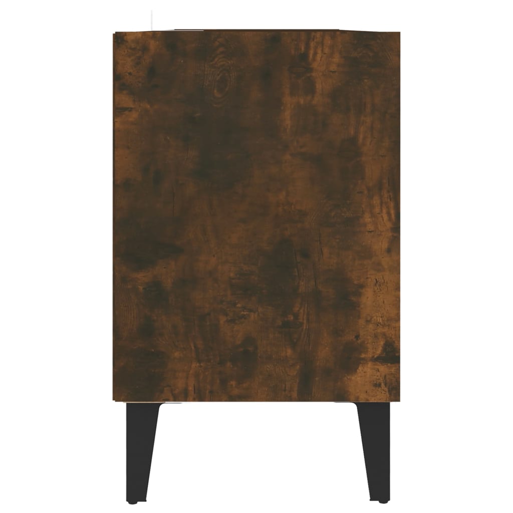 vidaXL Comodă TV, picioare din metal, stejar fumuriu, 103,5x30x50 cm vidaXL Comodă TV, picioare din metal, stejar fumuriu, 103,5x30x50 cm