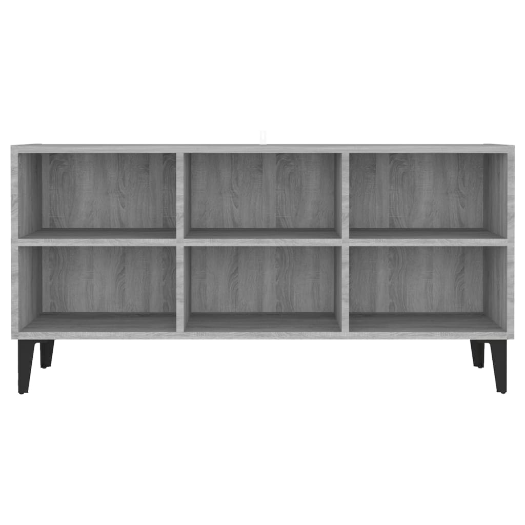 vidaXL Comodă TV picioare din metal, stejar sonoma gri, 103,5x30x50 cm