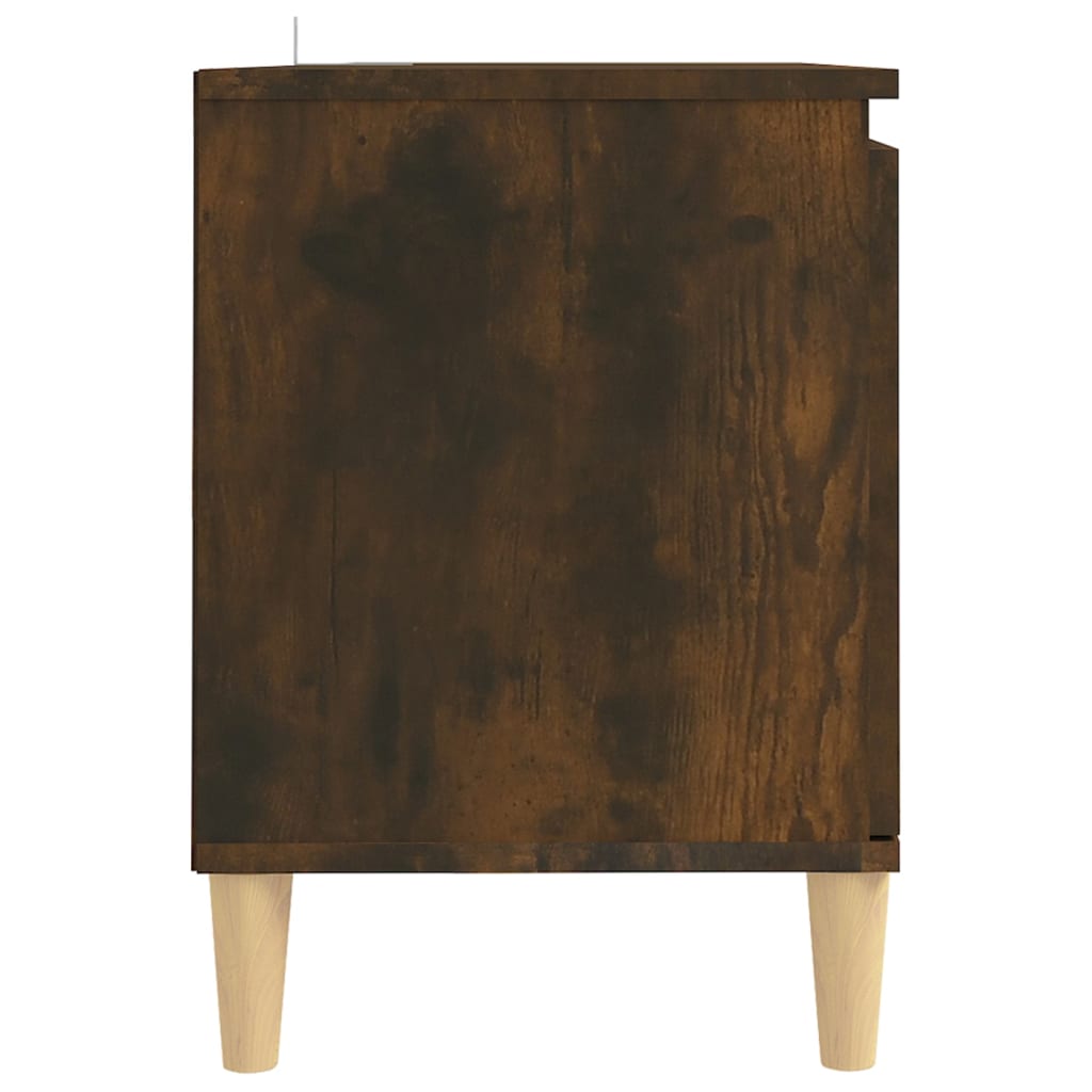 vidaXL Comodă TV, picioare lemn masiv, stejar fumuriu, 103,5x35x50 cm vidaXL Comodă TV, picioare lemn masiv, stejar fumuriu, 103,5x35x50 cm