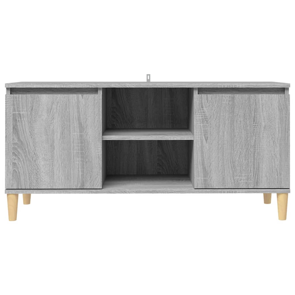 vidaXL Comodă TV cu picioare din lemn masiv, gri sonoma 103,5x35x50 cm
