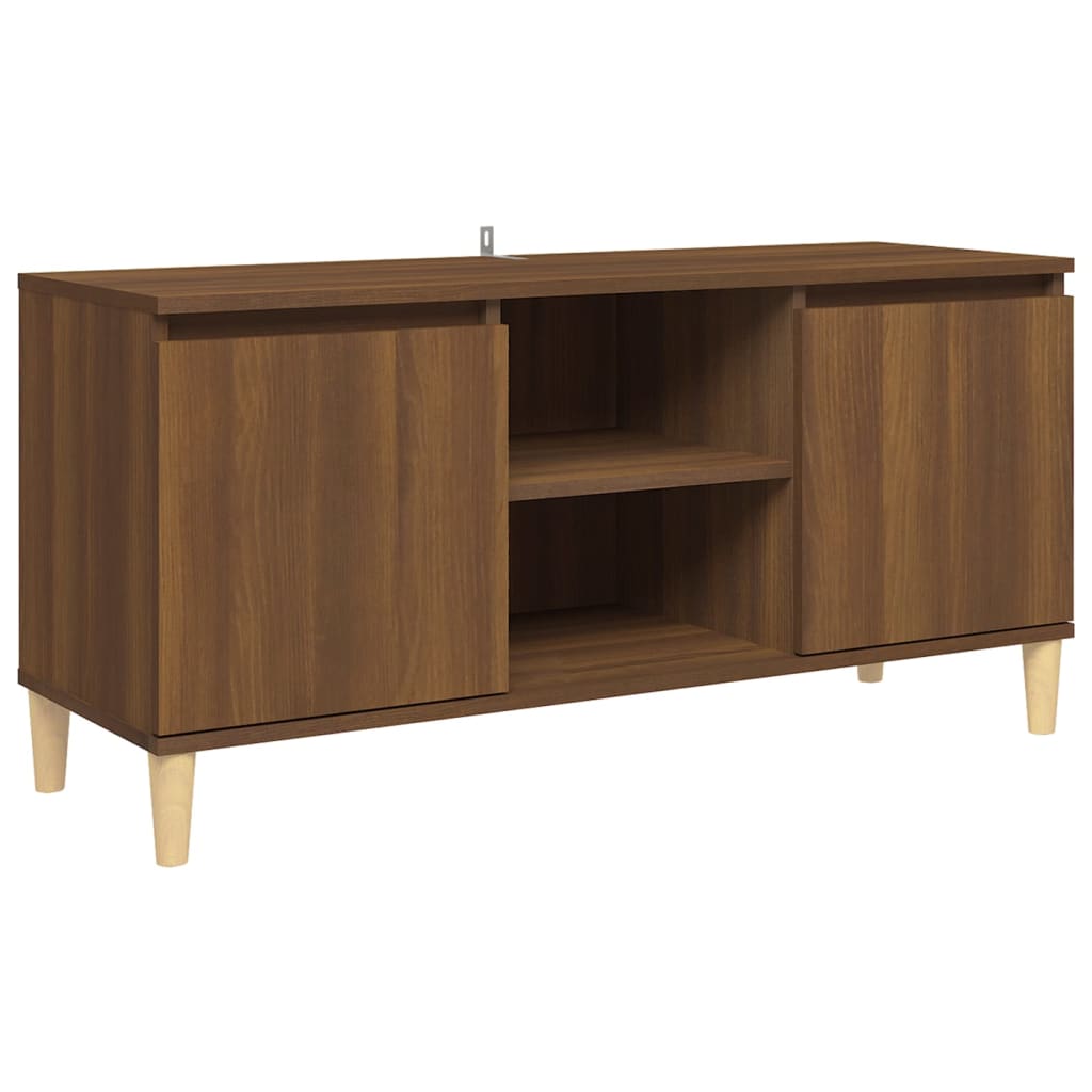 vidaXL Comodă TV, picioare lemn masiv, stejar maro, 103,5x35x50 cm vidaXL Comodă TV, picioare lemn masiv, stejar maro, 103,5x35x50 cm