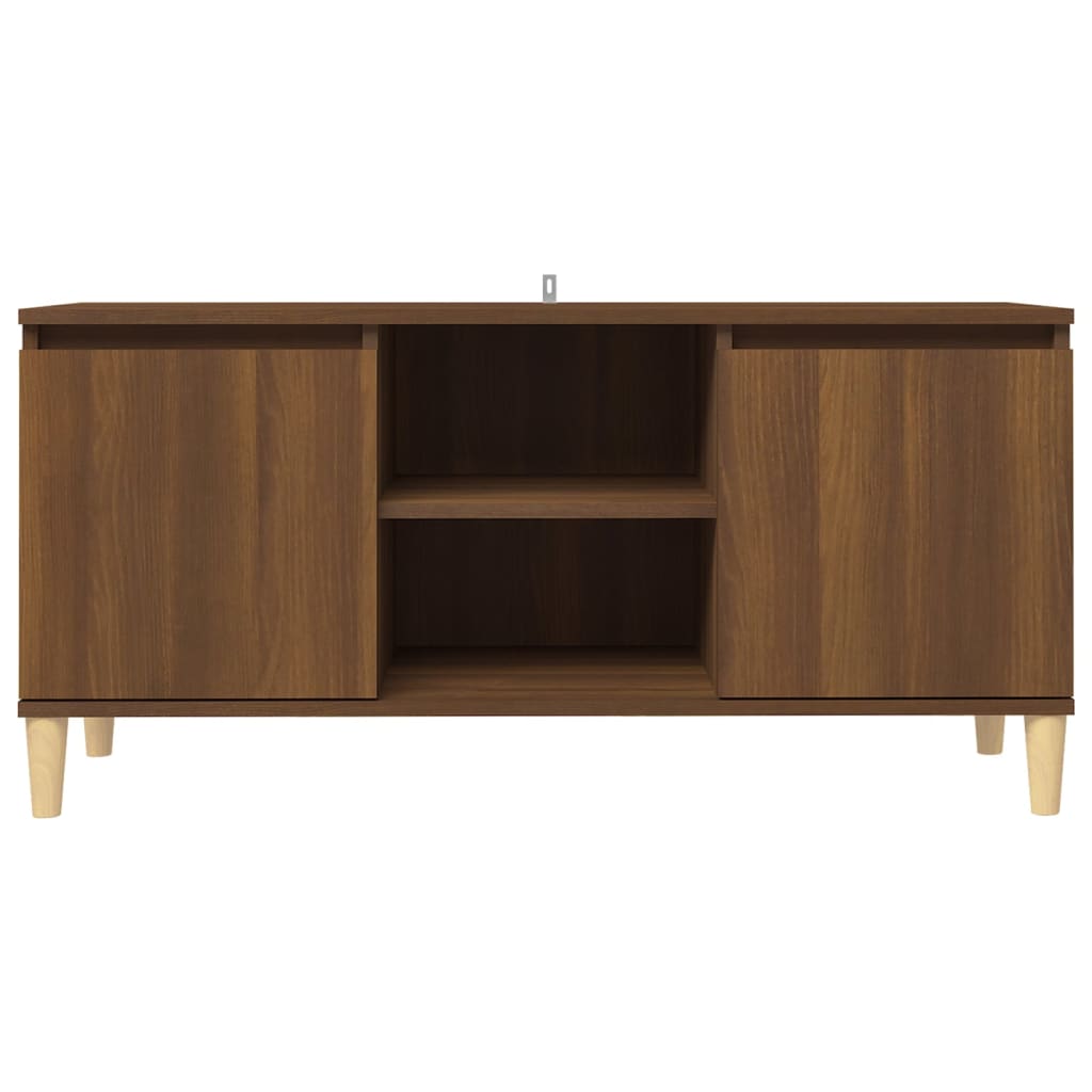 vidaXL Comodă TV, picioare lemn masiv, stejar maro, 103,5x35x50 cm vidaXL Comodă TV, picioare lemn masiv, stejar maro, 103,5x35x50 cm