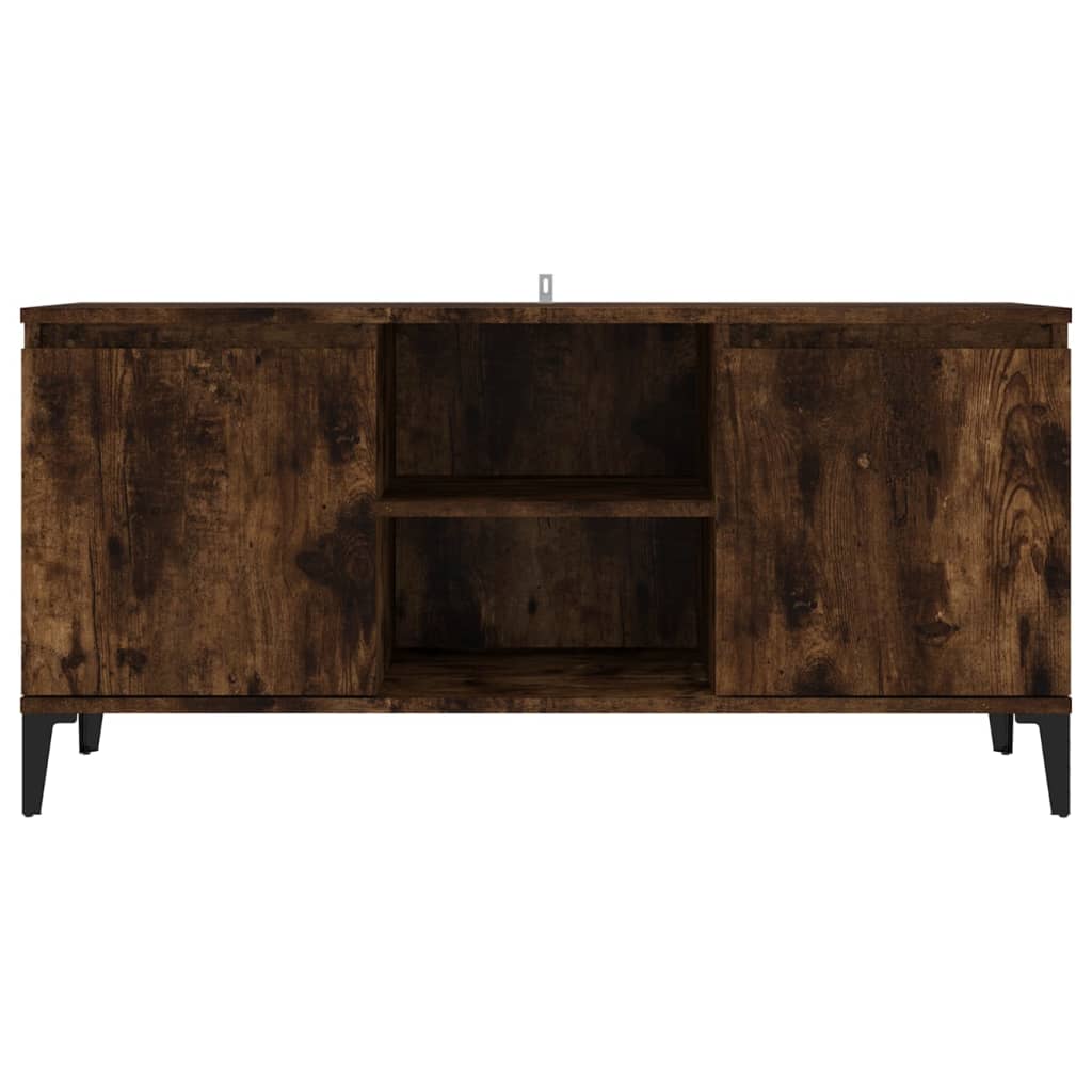 vidaXL Comodă TV, picioare din metal, stejar afumat, 103,5x35x50 cm vidaXL Comodă TV, picioare din metal, stejar afumat, 103,5x35x50 cm