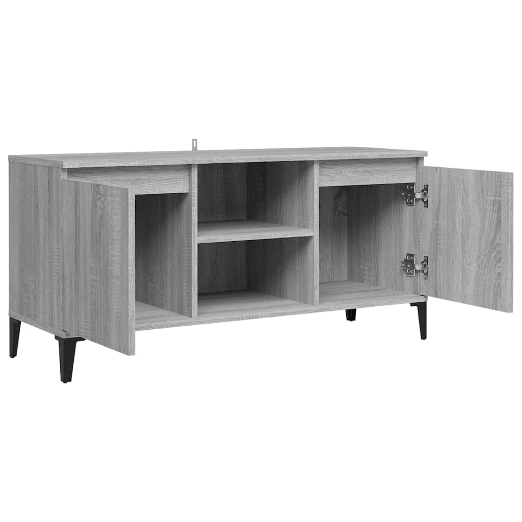 vidaXL Comodă TV cu picioare metalice, sonoma gri, 103,5x35x50 cm vidaXL Comodă TV cu picioare metalice, sonoma gri, 103,5x35x50 cm