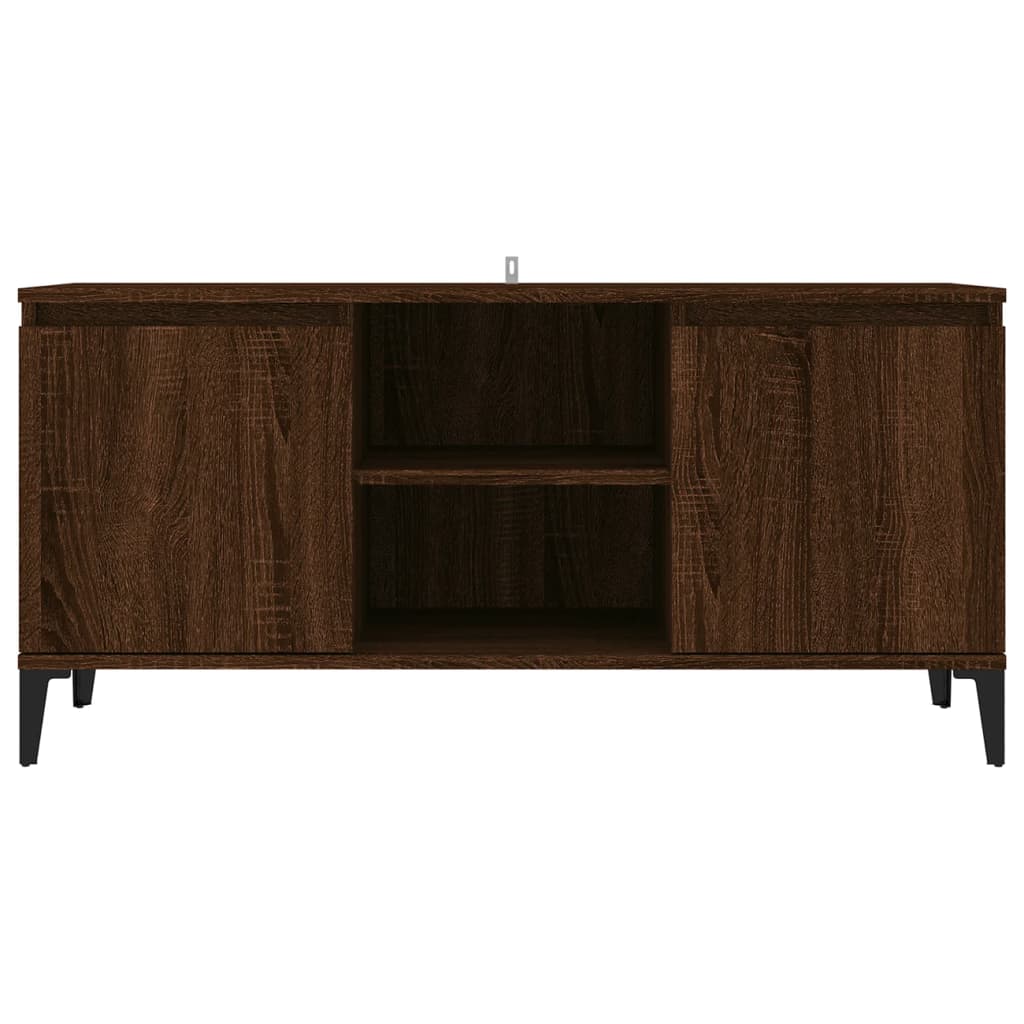 vidaXL Comodă TV, picioare din metal, stejar maro, 103,5x35x50 cm vidaXL Comodă TV, picioare din metal, stejar maro, 103,5x35x50 cm