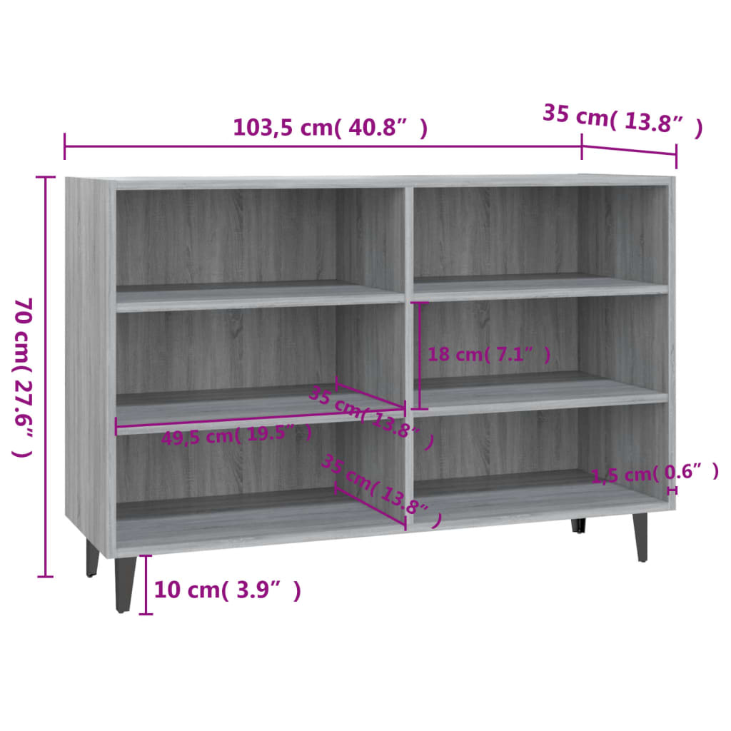 vidaXL Servantă, gri sonoma, 103,5x35x70 cm, lemn compozit vidaXL Servantă, gri sonoma, 103,5x35x70 cm, lemn compozit