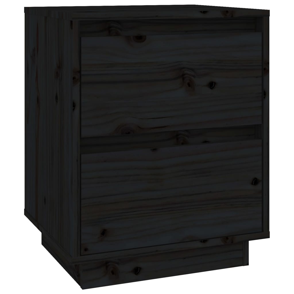 vidaXL Noptiere, 2 buc., negru, 40x35x50 cm, lemn masiv de pin vidaXL Noptiere, 2 buc., negru, 40x35x50 cm, lemn masiv de pin
