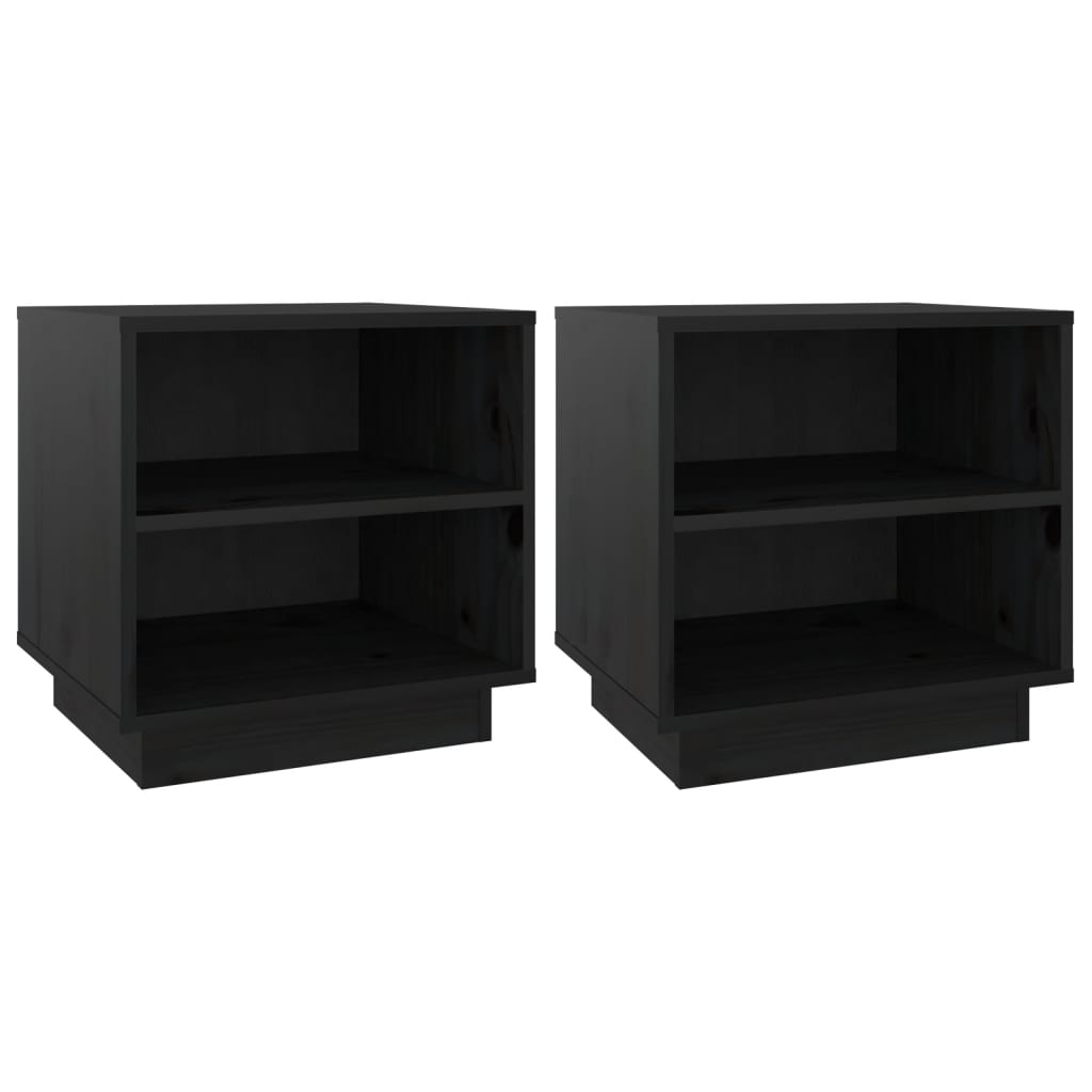 vidaXL Noptiere, 2 buc, negru, 40x34x40 cm, lemn masiv de pin