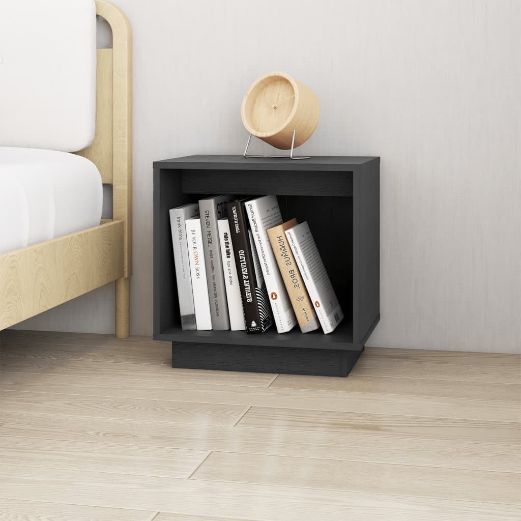 vidaXL Noptiere, 2 buc., gri, 40x30x40 cm, lemn masiv de pin vidaXL Noptiere, 2 buc., gri, 40x30x40 cm, lemn masiv de pin