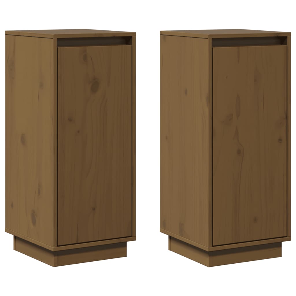 vidaXL Servante, 2 buc., maro miere, 31,5x34x75 cm, lemn masiv de pin