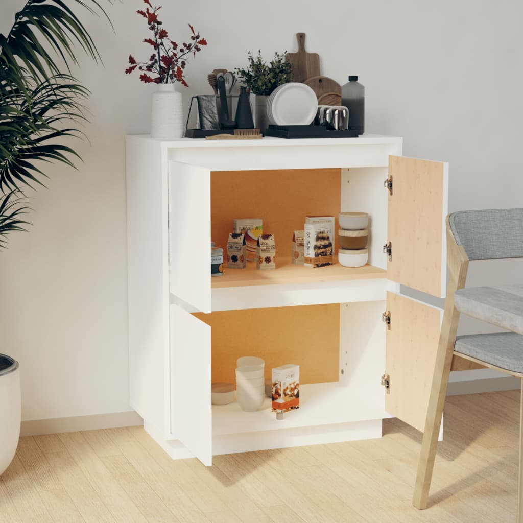 vidaXL Servantă albă 60x34x75 cm din lemn masiv de pin vidaXL Servantă albă 60x34x75 cm din lemn masiv de pin