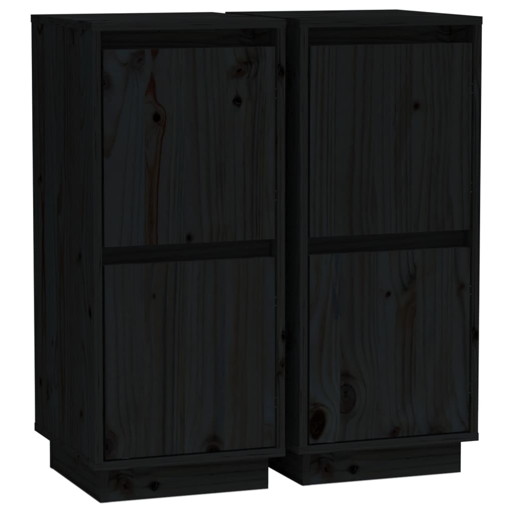 vidaXL Servante, 2 buc., negru, 31,5x34x75 cm, lemn masiv de pin
