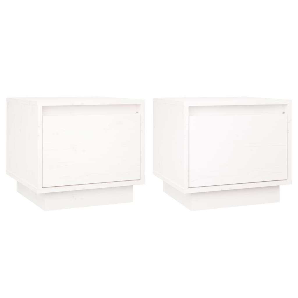 vidaXL Noptiere, 2 buc., alb, 35x34x32 cm, lemn masiv de pin