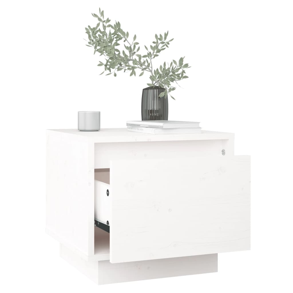 vidaXL Noptiere, 2 buc., alb, 35x34x32 cm, lemn masiv de pin