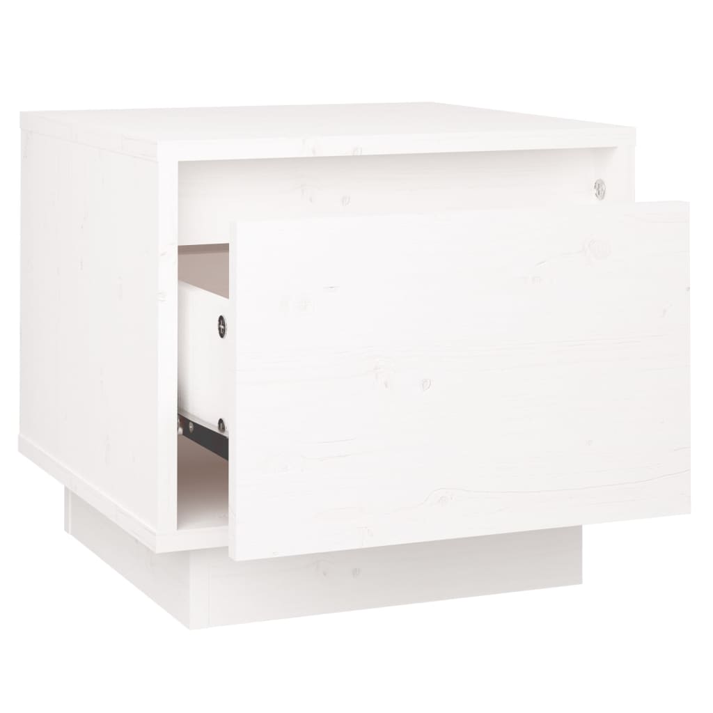 vidaXL Noptiere, 2 buc., alb, 35x34x32 cm, lemn masiv de pin