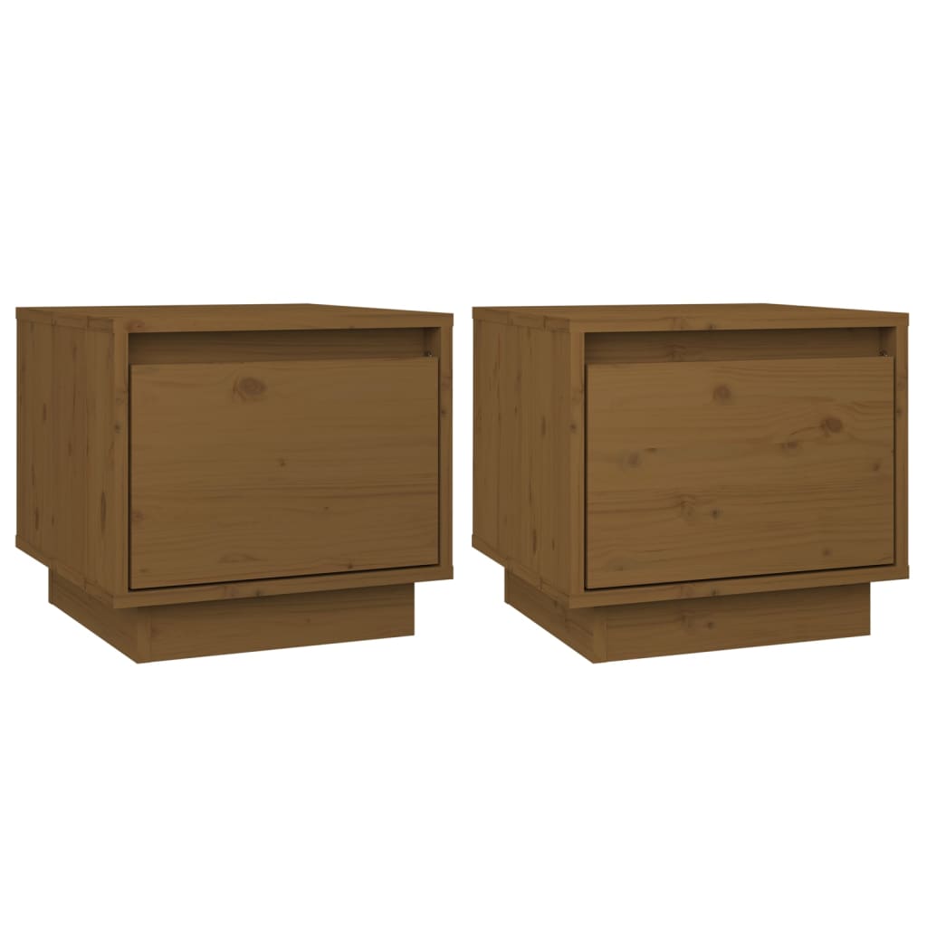 vidaXL Noptiere, 2 buc., maro miere, 35x34x32 cm, lemn masiv de pin vidaXL Noptiere, 2 buc., maro miere, 35x34x32 cm, lemn masiv de pin