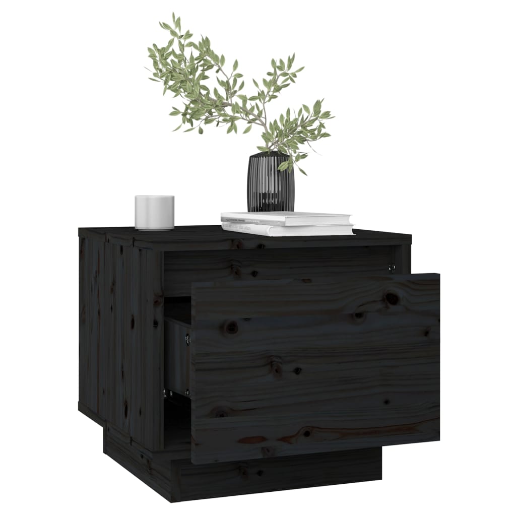 vidaXL Noptiere, 2 buc., negru, 35x34x32 cm, lemn masiv de pin vidaXL Noptiere, 2 buc., negru, 35x34x32 cm, lemn masiv de pin