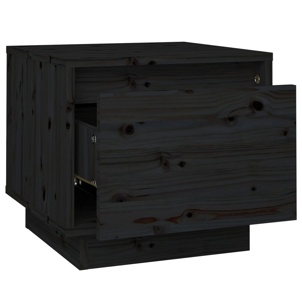 vidaXL Noptiere, 2 buc., negru, 35x34x32 cm, lemn masiv de pin vidaXL Noptiere, 2 buc., negru, 35x34x32 cm, lemn masiv de pin