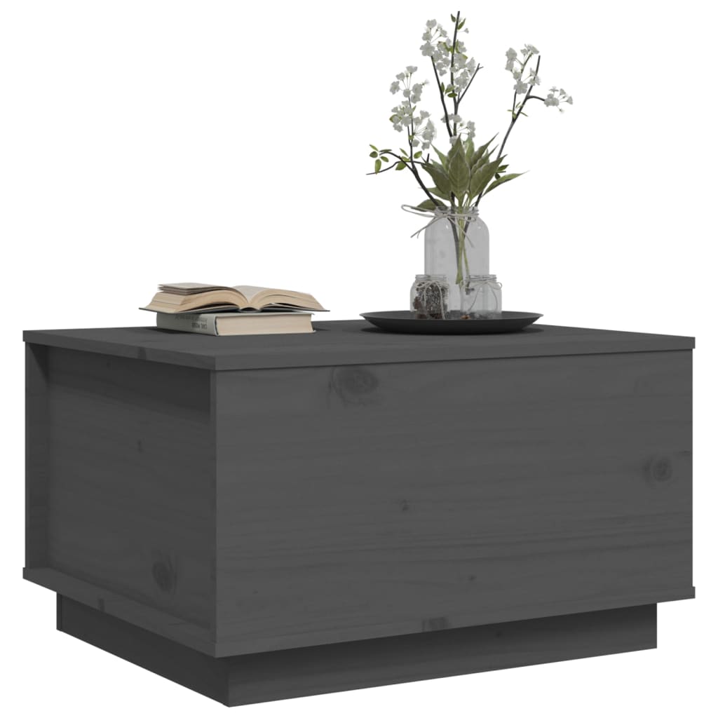vidaXL Măsuță de cafea, gri, 60x50x35 cm, lemn masiv de pin vidaXL Măsuță de cafea, gri, 60x50x35 cm, lemn masiv de pin