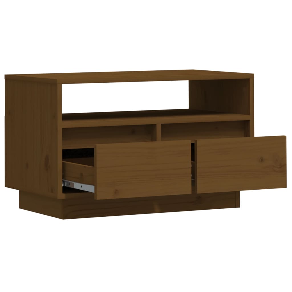 vidaXL Comodă TV, maro miere, 60x35x37 cm, lemn masiv de pin vidaXL Comodă TV, maro miere, 60x35x37 cm, lemn masiv de pin