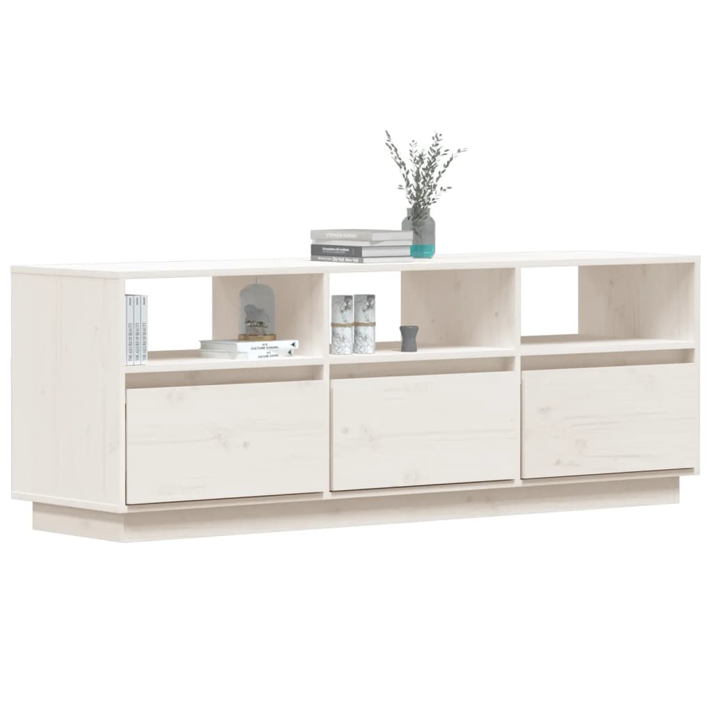 vidaXL Comodă TV, alb, 140x37x50 cm, lemn masiv de pin