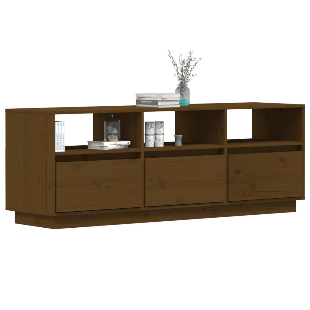 vidaXL Comodă TV, maro miere, 140x37x50 cm, lemn masiv de pin vidaXL Comodă TV, maro miere, 140x37x50 cm, lemn masiv de pin