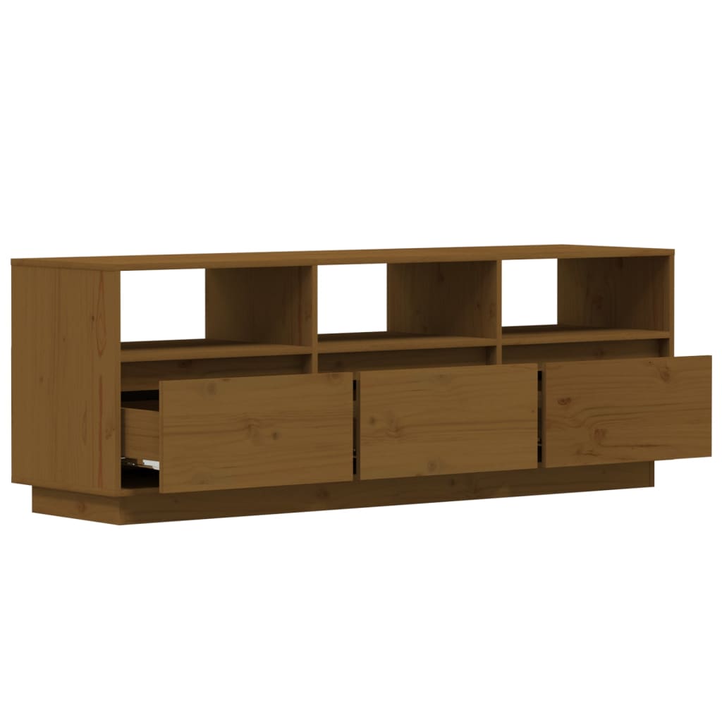 vidaXL Comodă TV, maro miere, 140x37x50 cm, lemn masiv de pin vidaXL Comodă TV, maro miere, 140x37x50 cm, lemn masiv de pin