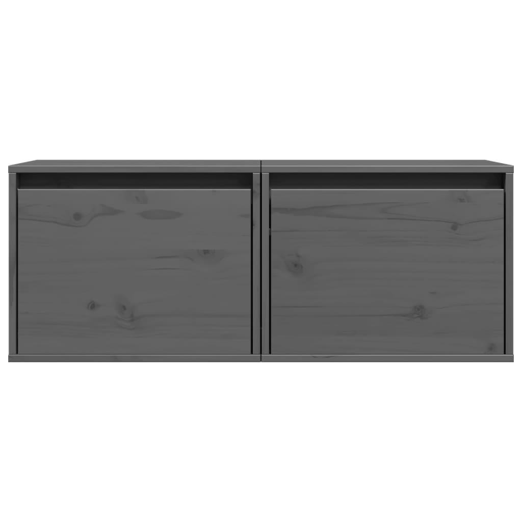 vidaXL Dulapuri de perete, 2 buc., gri, 45x30x35 cm, lemn masiv de pin