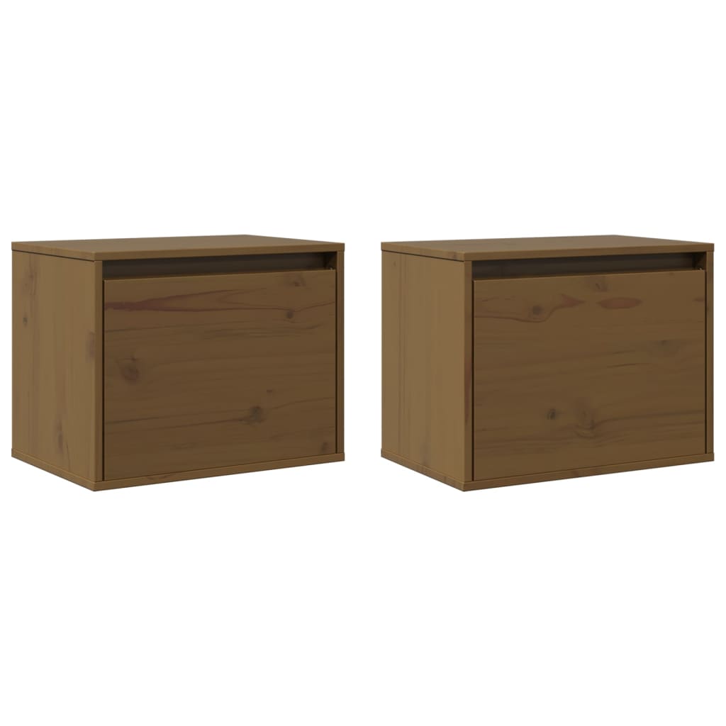 vidaXL Dulapuri de perete 2 buc. maro miere 45x30x35 cm lemn masiv pin