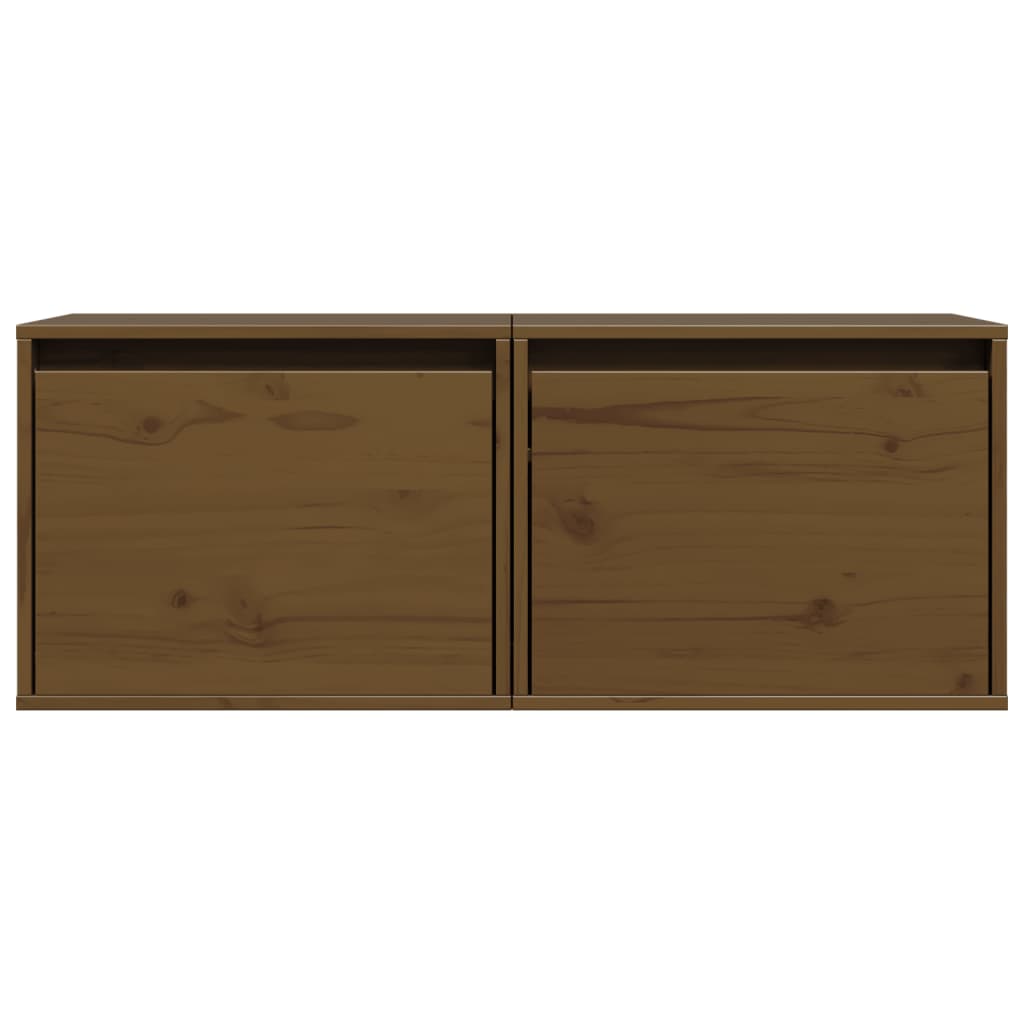 vidaXL Dulapuri de perete 2 buc. maro miere 45x30x35 cm lemn masiv pin