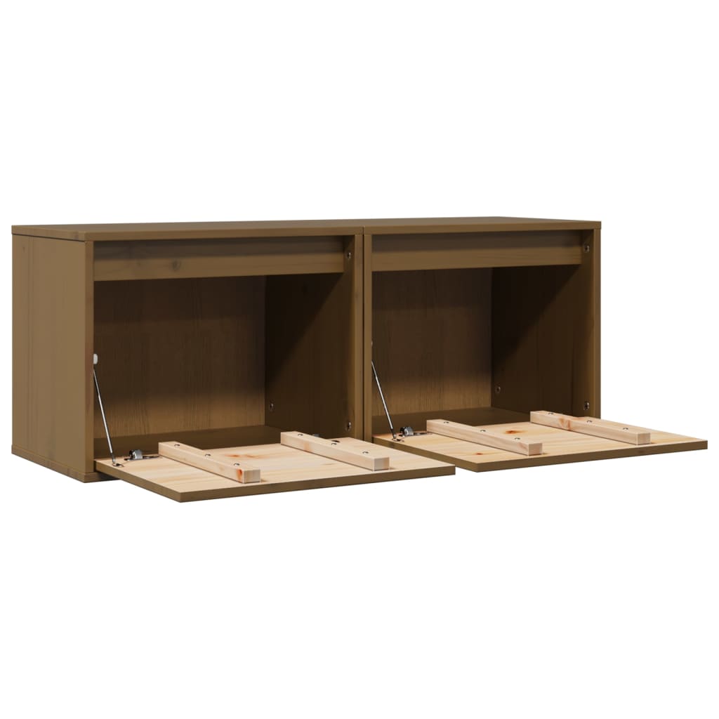vidaXL Dulapuri de perete 2 buc. maro miere 45x30x35 cm lemn masiv pin