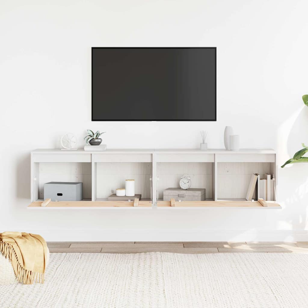 vidaXL Dulapuri de perete 2 buc. alb, 80x30x35 cm, lemn masiv de pin