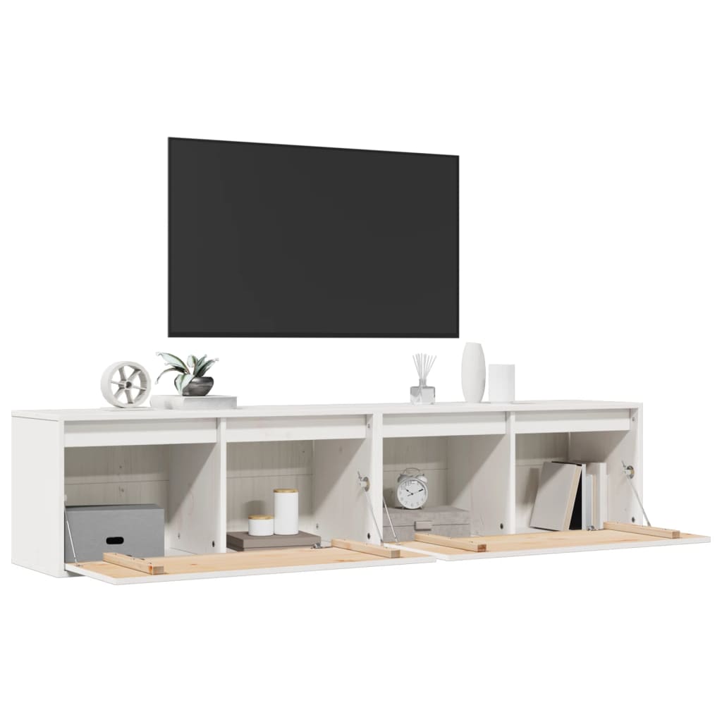 vidaXL Dulapuri de perete 2 buc. alb, 80x30x35 cm, lemn masiv de pin