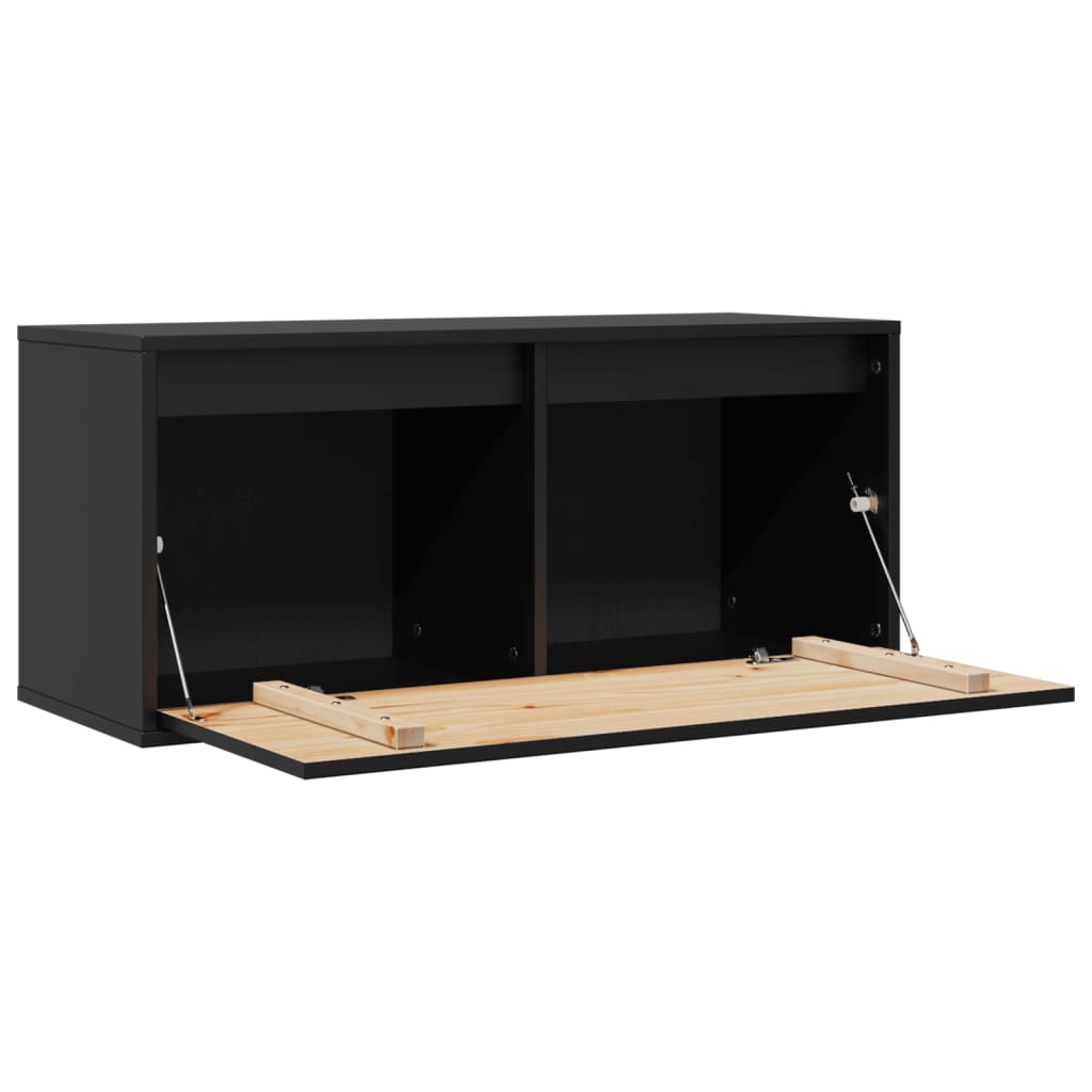 vidaXL Dulap de perete, negru, 80x30x35 cm, lemn masiv de pin vidaXL Dulap de perete, negru, 80x30x35 cm, lemn masiv de pin