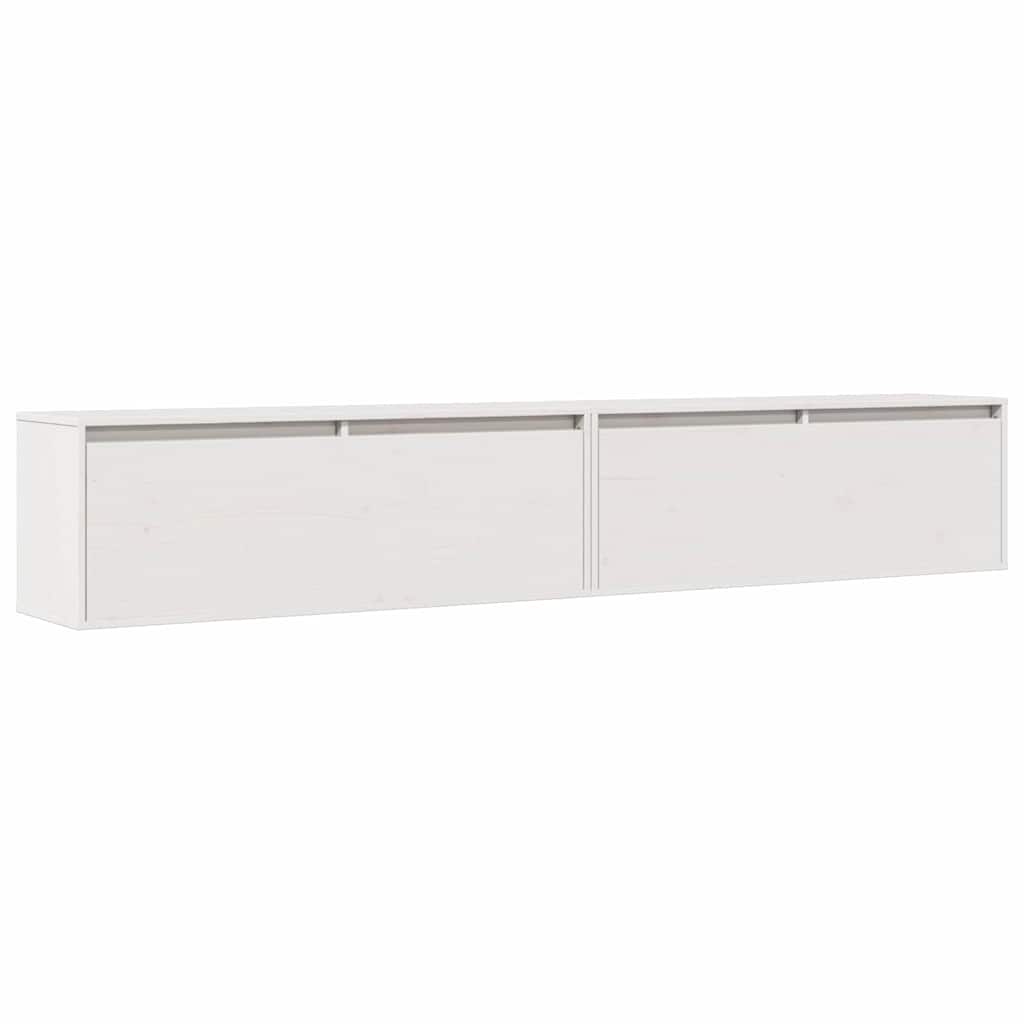 vidaXL Dulapuri de perete 2 buc., alb, 100x30x35 cm, lemn masiv de pin