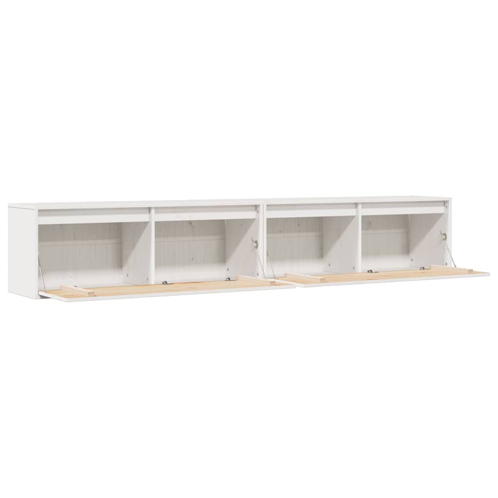 vidaXL Dulapuri de perete 2 buc., alb, 100x30x35 cm, lemn masiv de pin