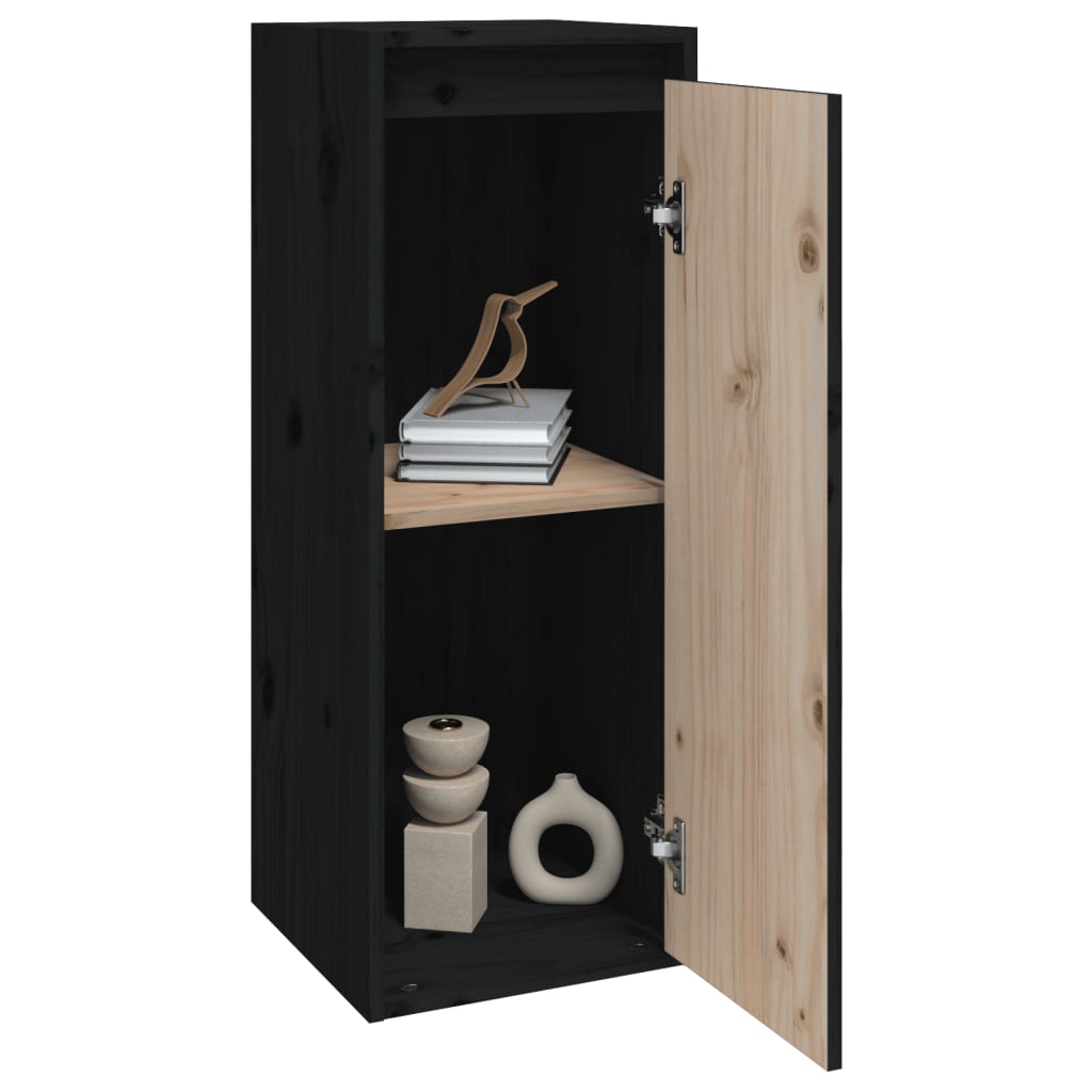 vidaXL Dulap de perete, negru, 30x30x80 cm, lemn masiv de pin vidaXL Dulap de perete, negru, 30x30x80 cm, lemn masiv de pin