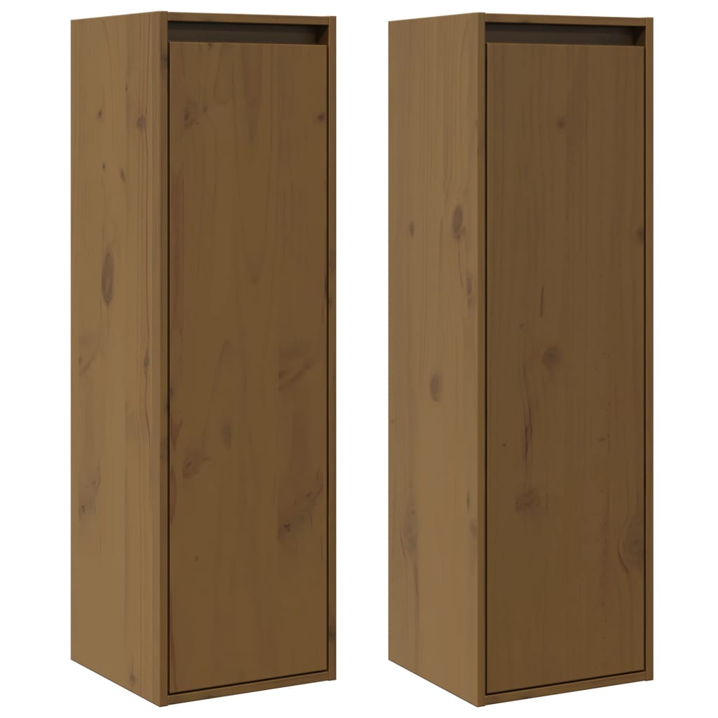 vidaXL Dulapuri perete 2 buc. maro miere 30x30x100cm lemn masiv de pin