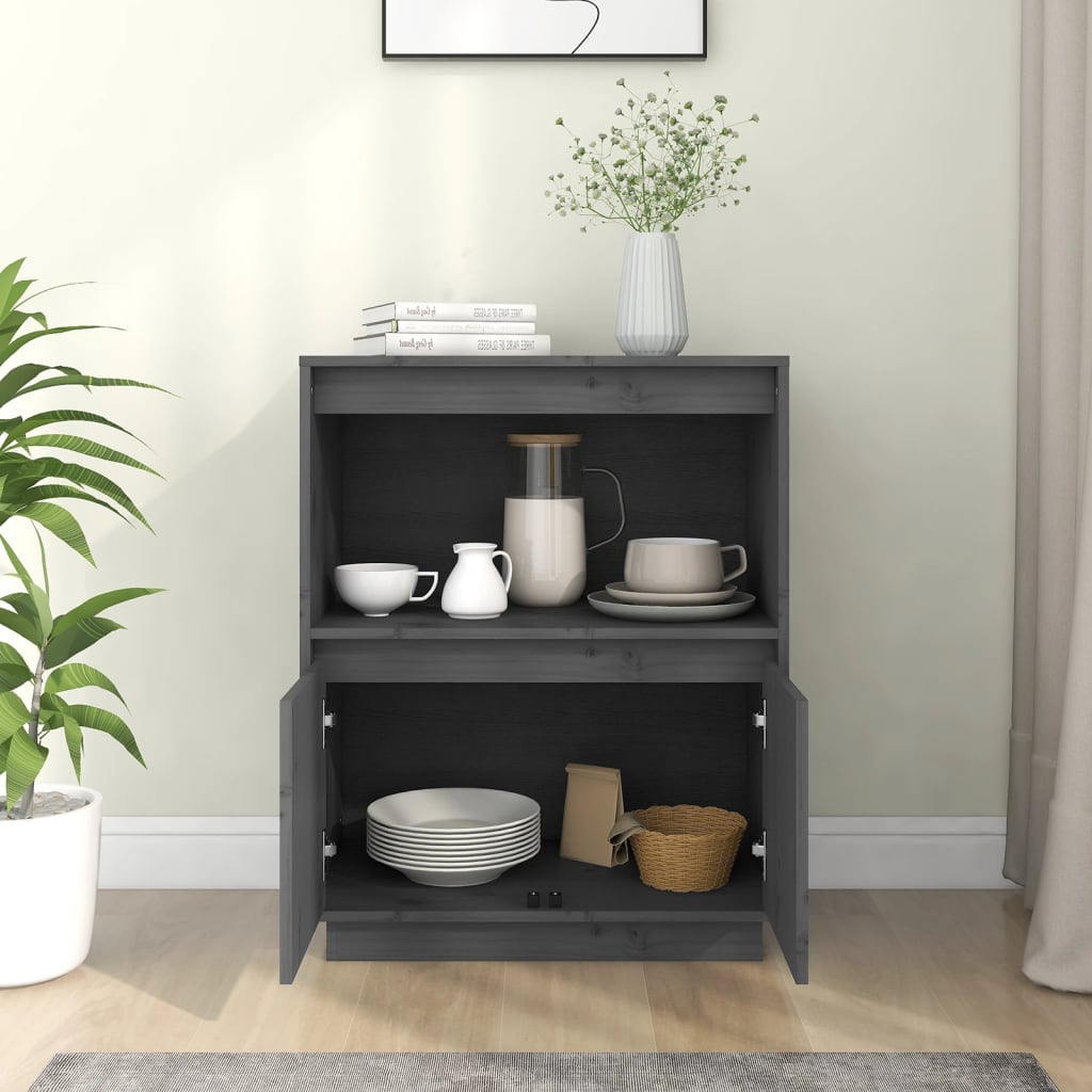 vidaXL Dulap, gri, 60x34x75 cm, lemn masiv de pin