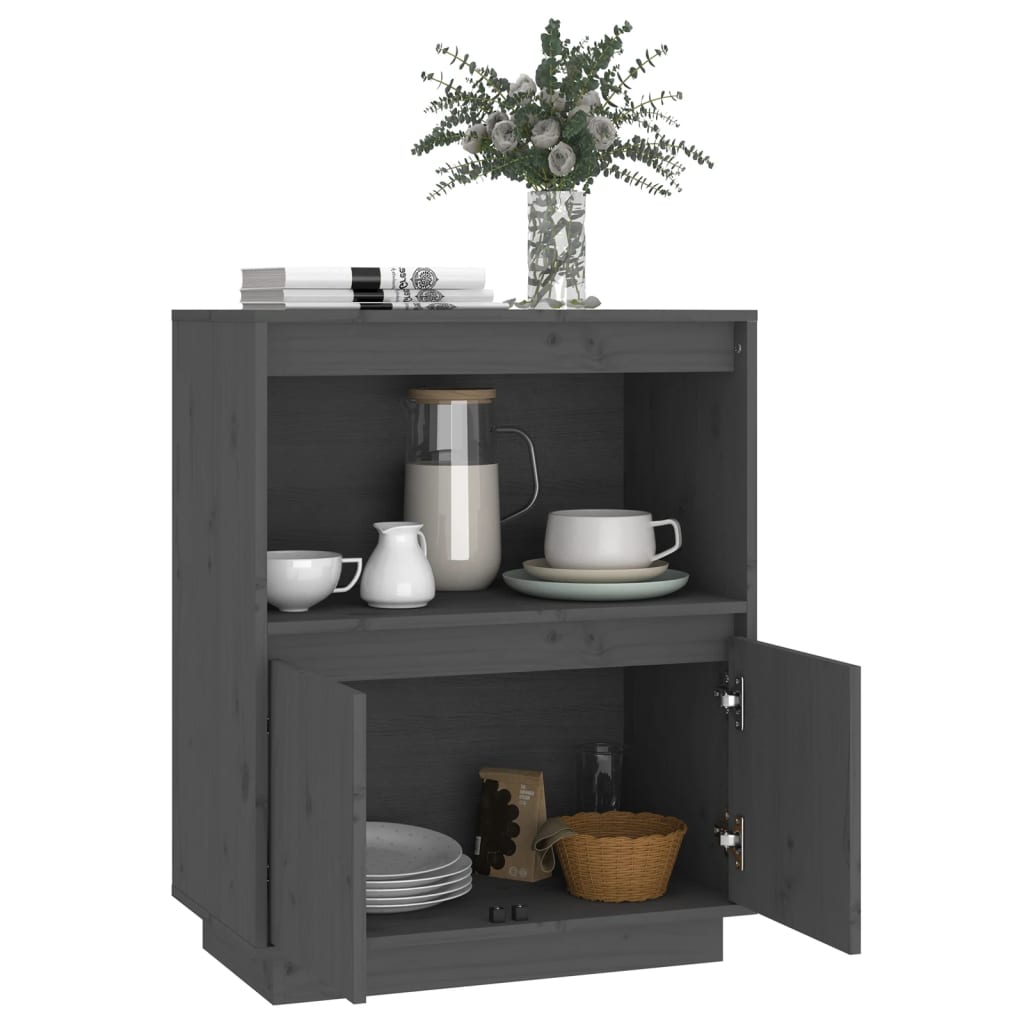 vidaXL Dulap, gri, 60x34x75 cm, lemn masiv de pin