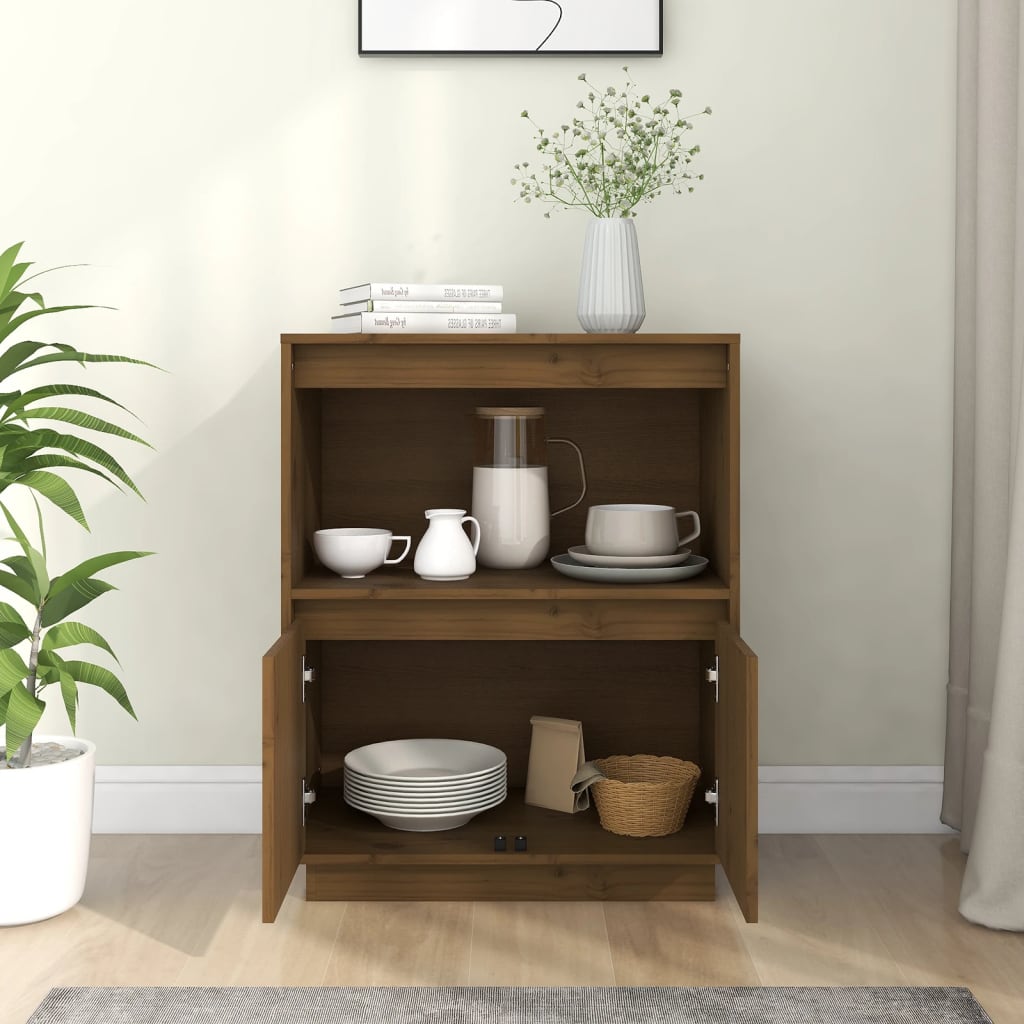 vidaXL Dulap, maro miere, 60x34x75 cm, lemn masiv de pin
