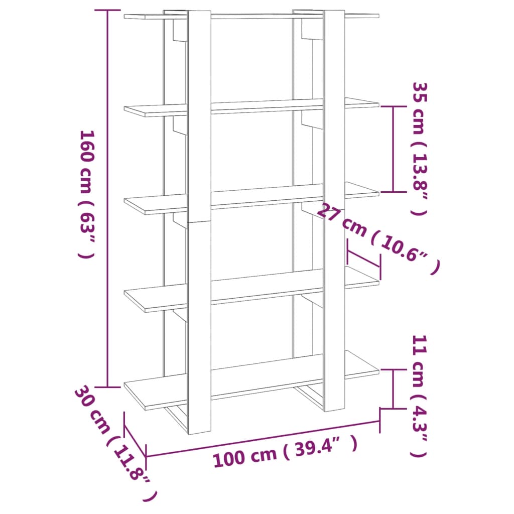 vidaXL Bibliotecă/Separator cameră, gri sonoma, 100x30x160 cm vidaXL Bibliotecă/Separator cameră, gri sonoma, 100x30x160 cm