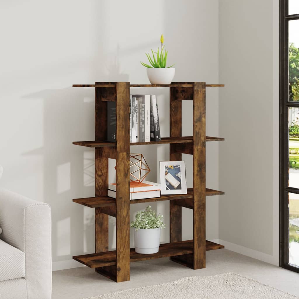 vidaXL Bibliotecă/Separator cameră, stejar fumuriu, 100x30x123,5 cm vidaXL Bibliotecă/Separator cameră, stejar fumuriu, 100x30x123,5 cm
